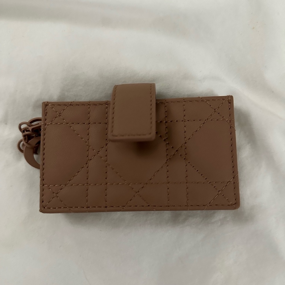 Matte Lady Dior 5-Gusset Card Holder in Beige